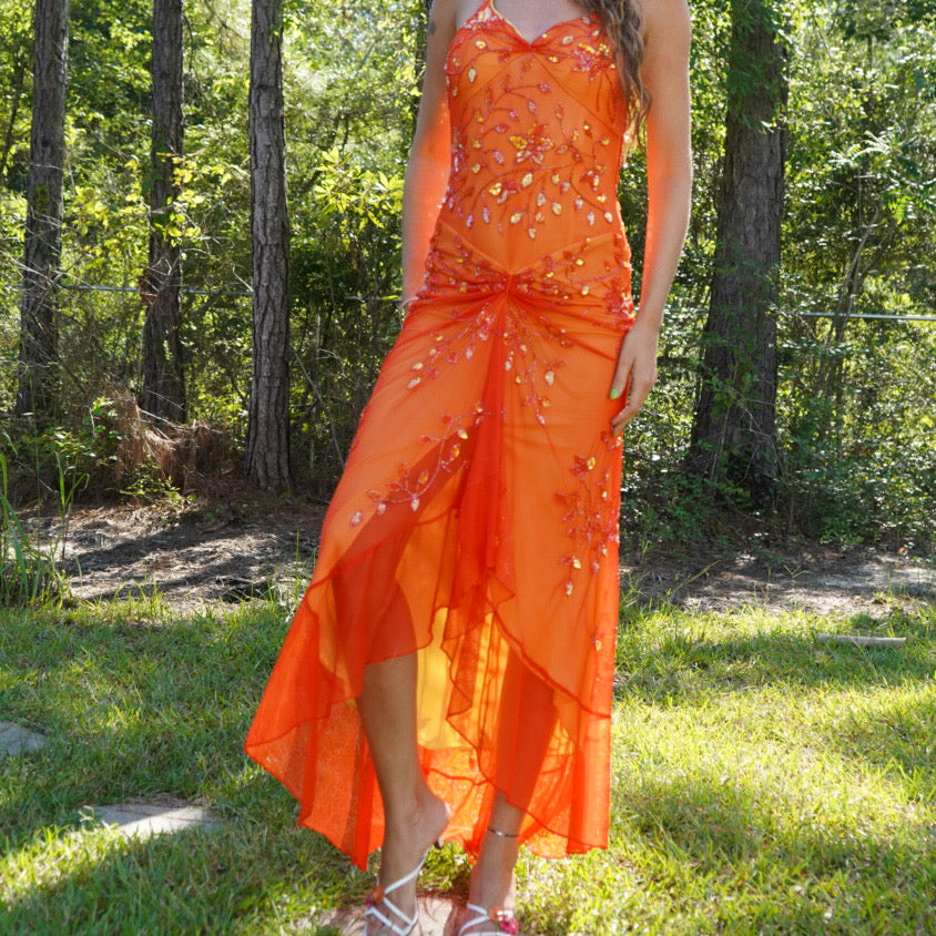 Vintage rare beaded silk gown