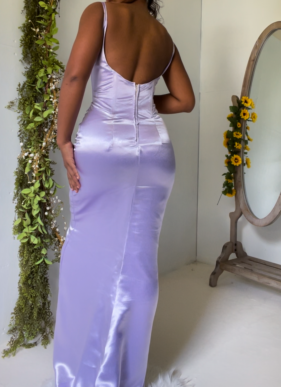 Handmade Lilac Satin Gown (XS/S)