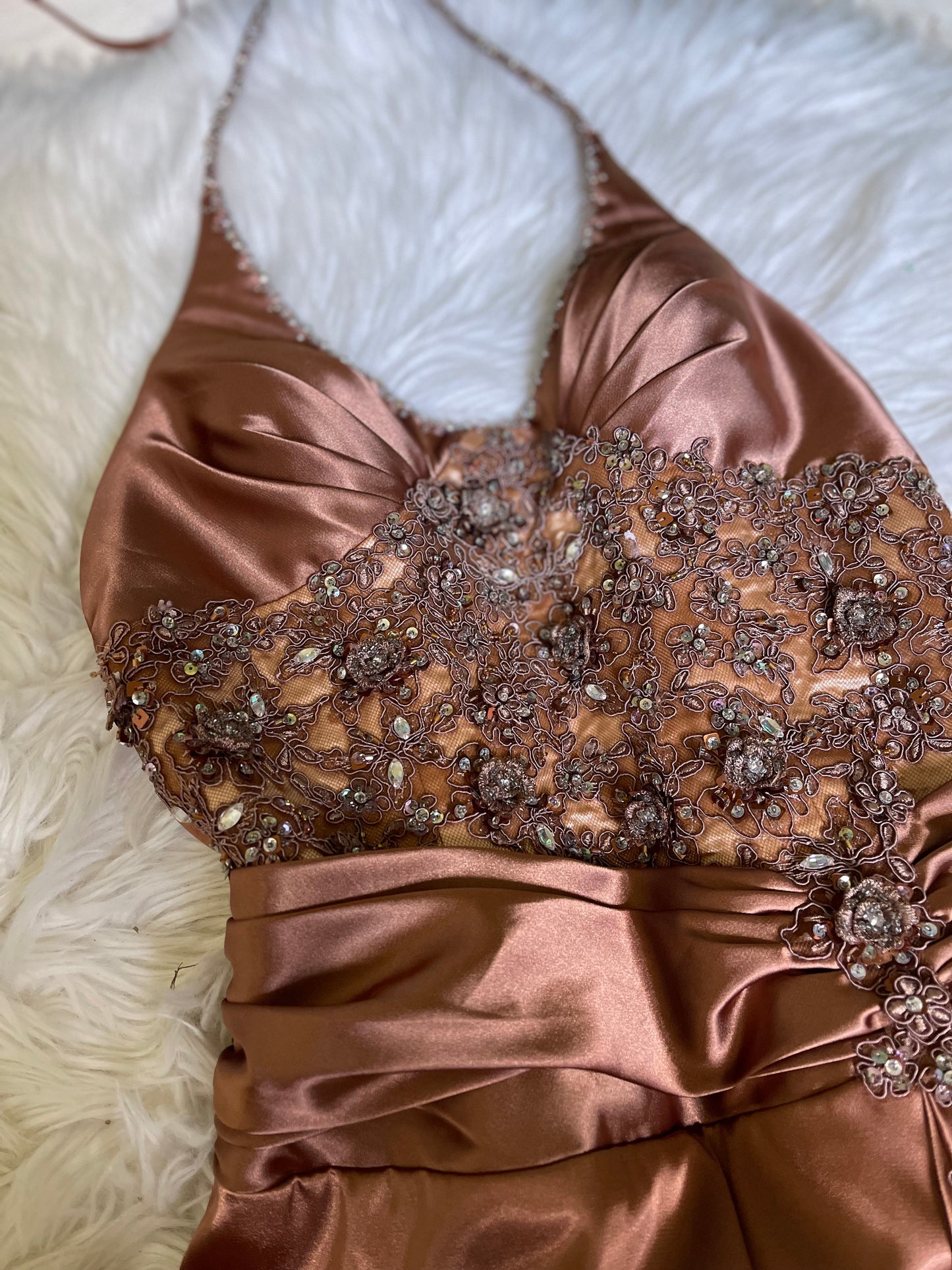 Vintage satin beaded gown