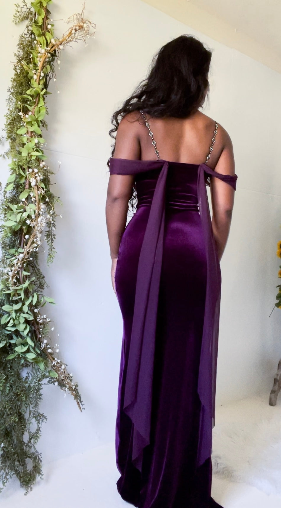 Handmade Purple Velvet Draped Gown (Handmade to Order)