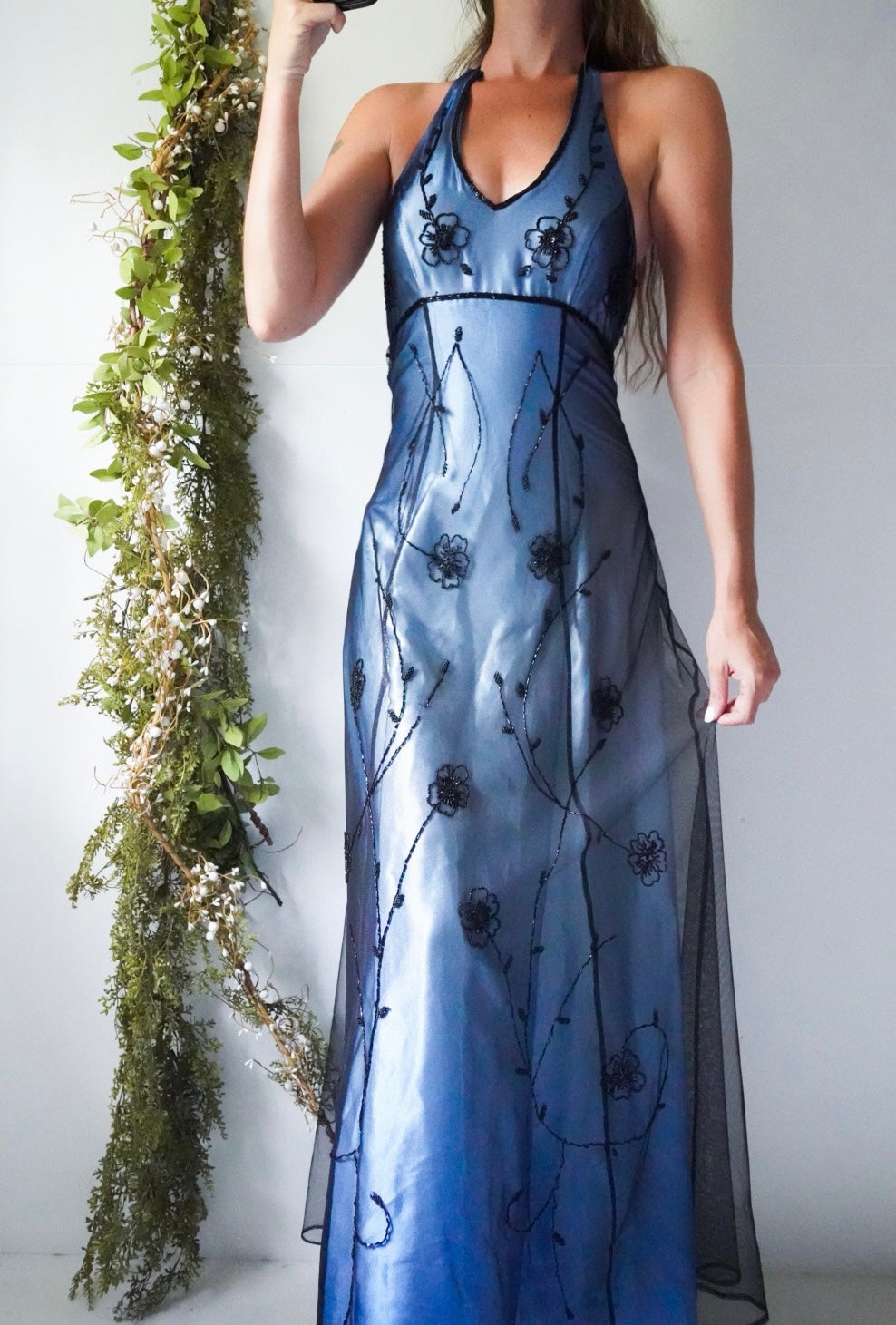 Vintage gown with beaded florals