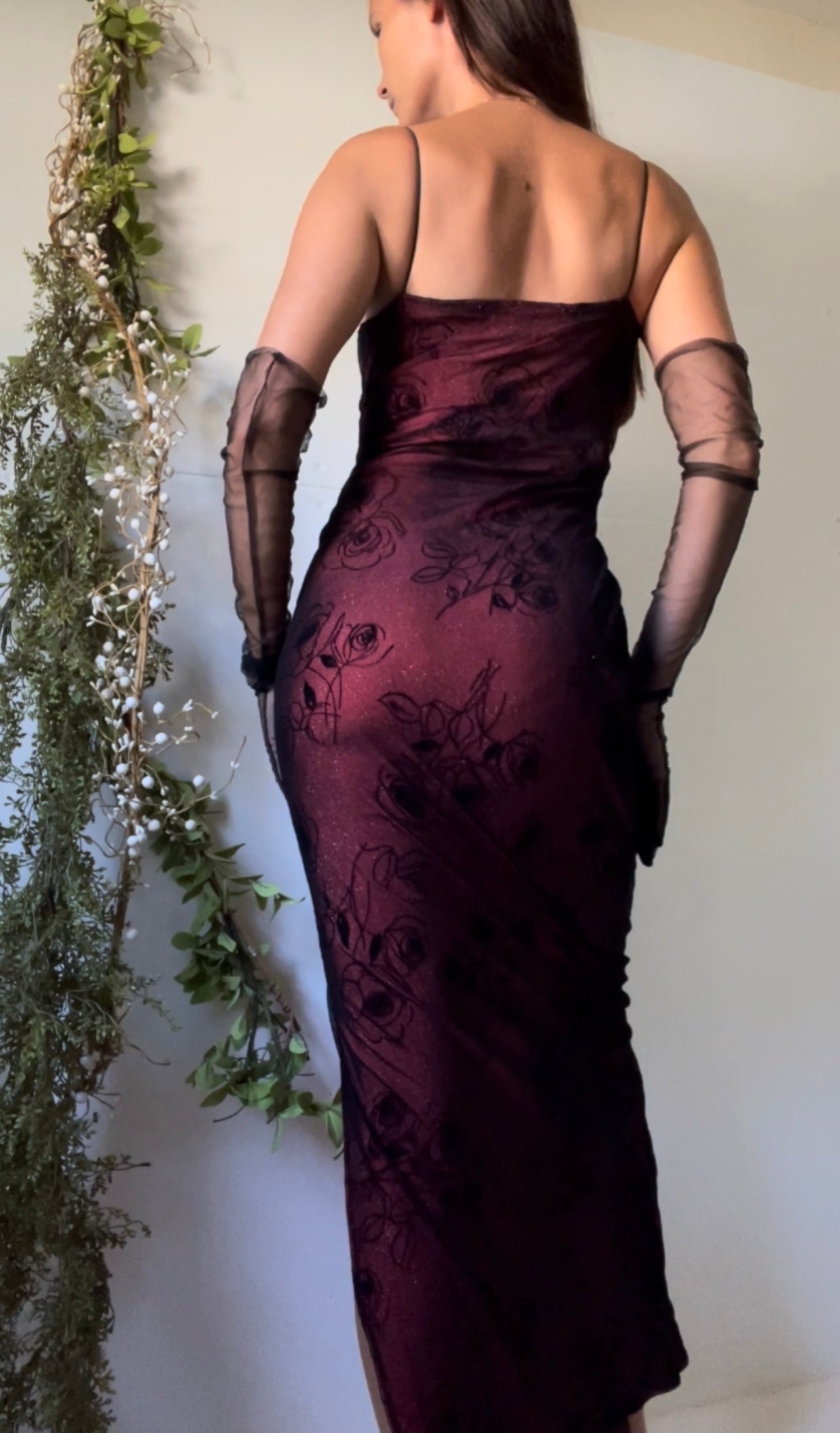 Handmade layered rose glitter gown