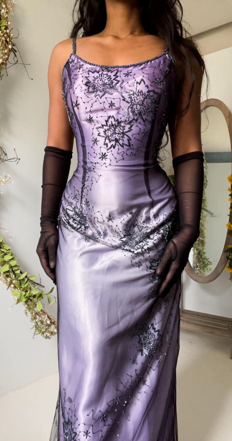 Vintage 90s Ombre Beaded Prom Dress (XS/S)