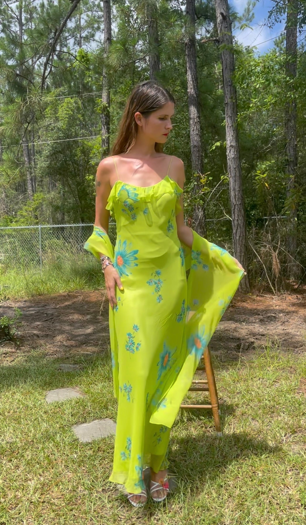 Rare vintage beaded gown with sash