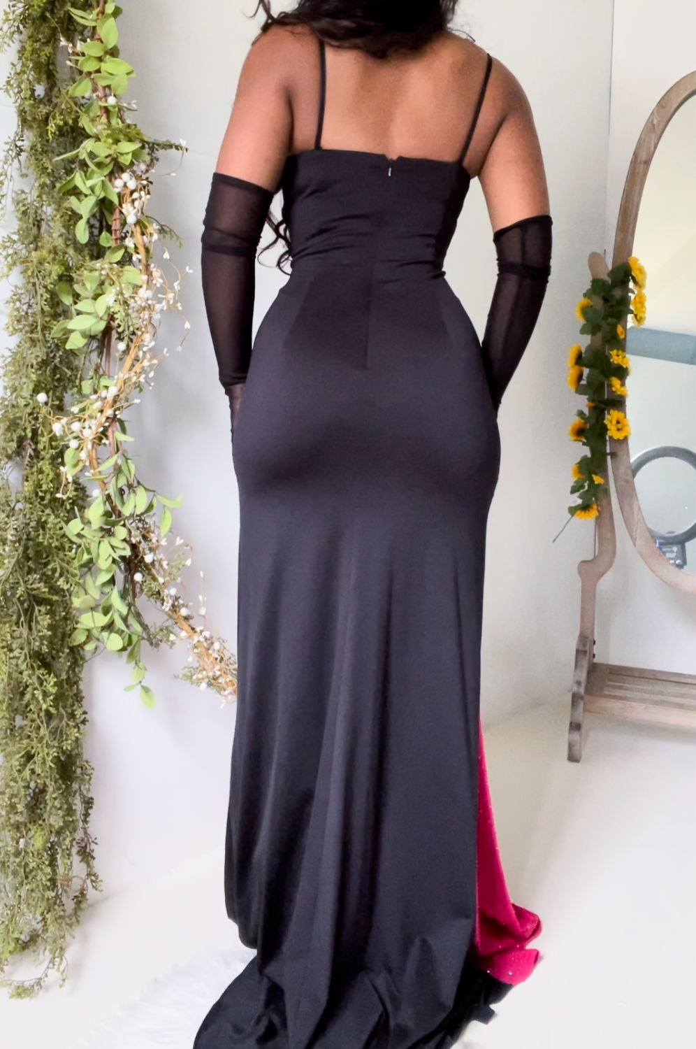 Vintage Y2K Illusion Beaded Gown (S-M)