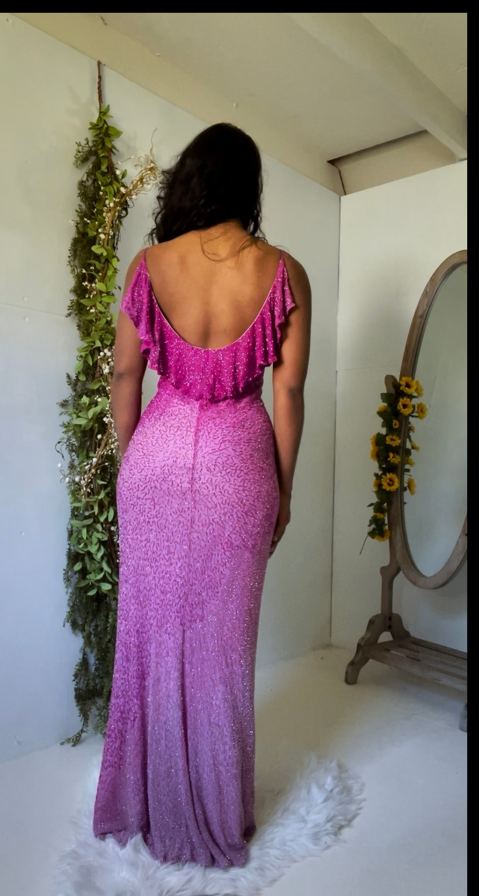 Vintage Y2K Ombre Beaded Silk Gown (S-M)