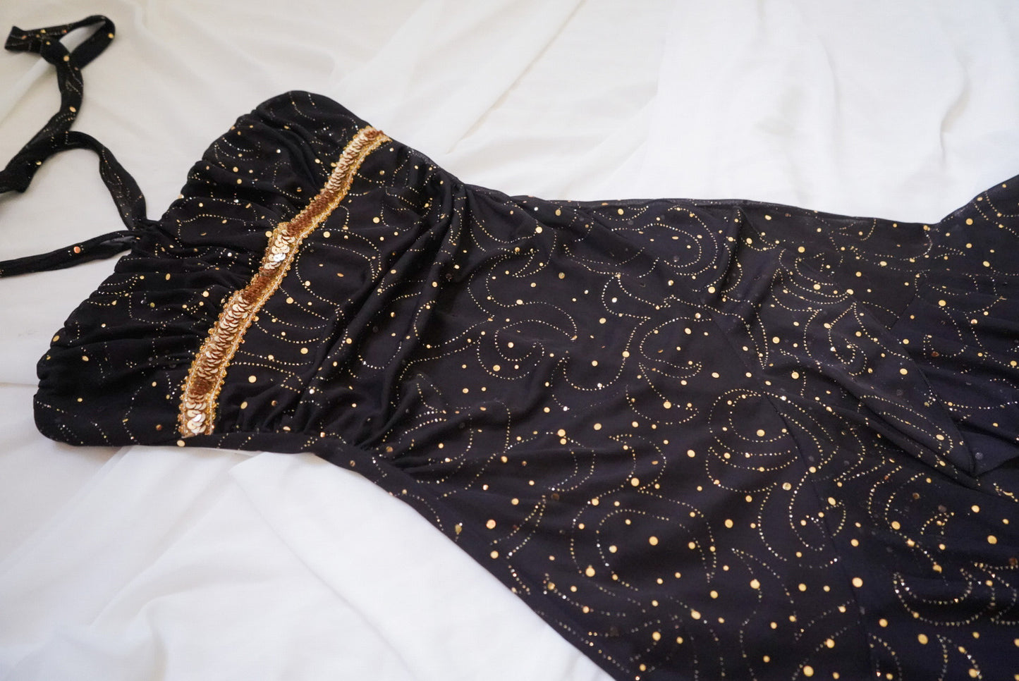 Vintage Y2K Dark Chocolate and Gold Sequin Sparkle Dress (S)