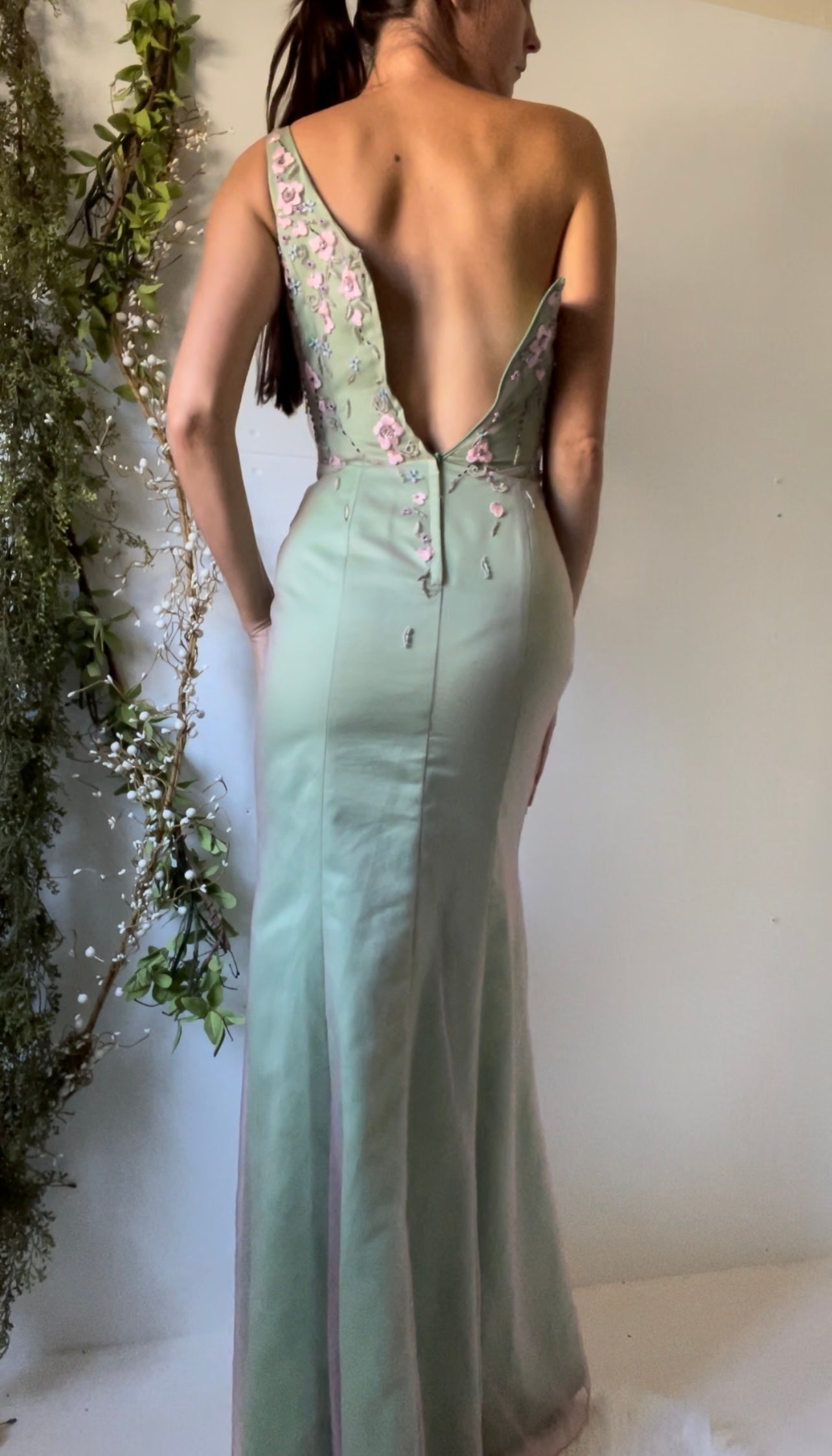 Vintage rare layered gown with beaded detail.