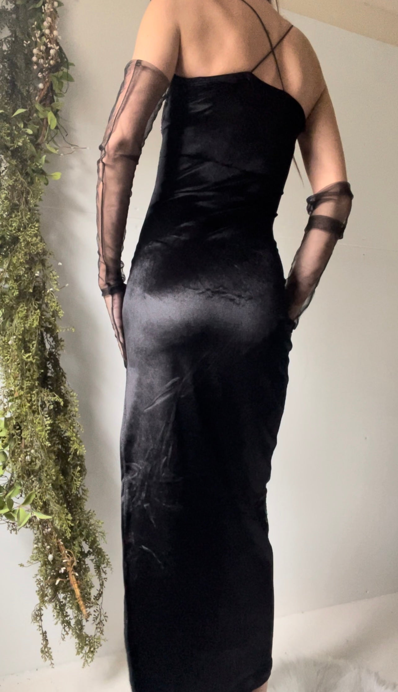 Handmade and painted by hand velvet glitter gown.