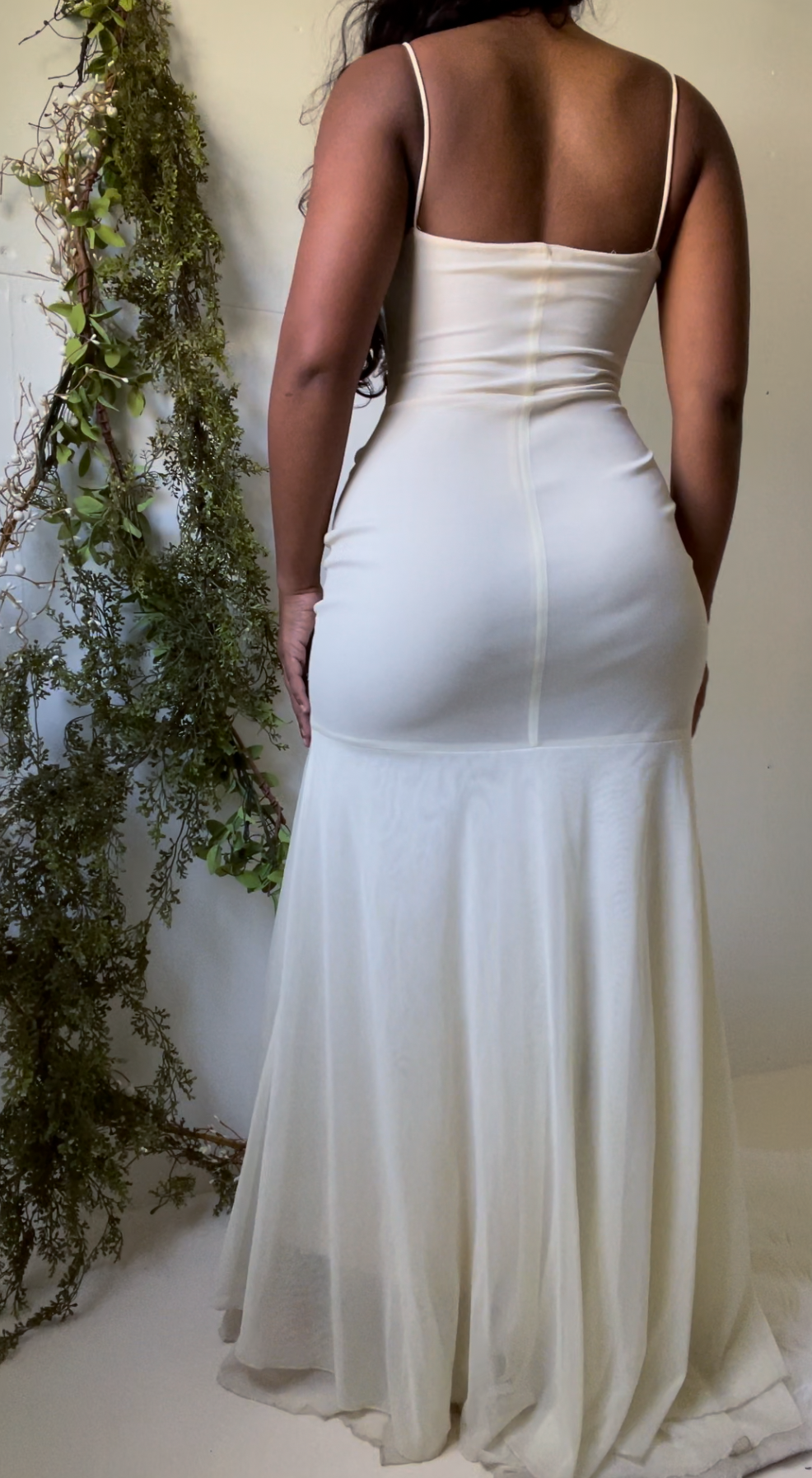 Vintage Y2K Cream Ruched Fairy Gown (XS/S)