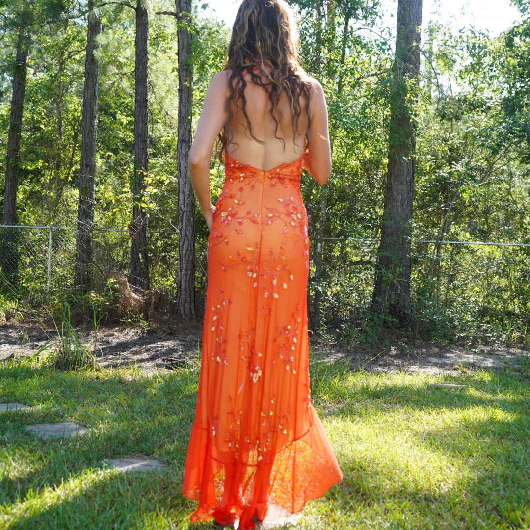 Vintage rare beaded silk gown