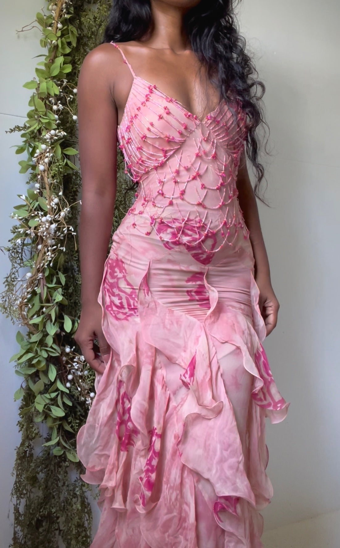 Ultra Rare Deadstock Y2K Beaded Watercolor Gown (XS)