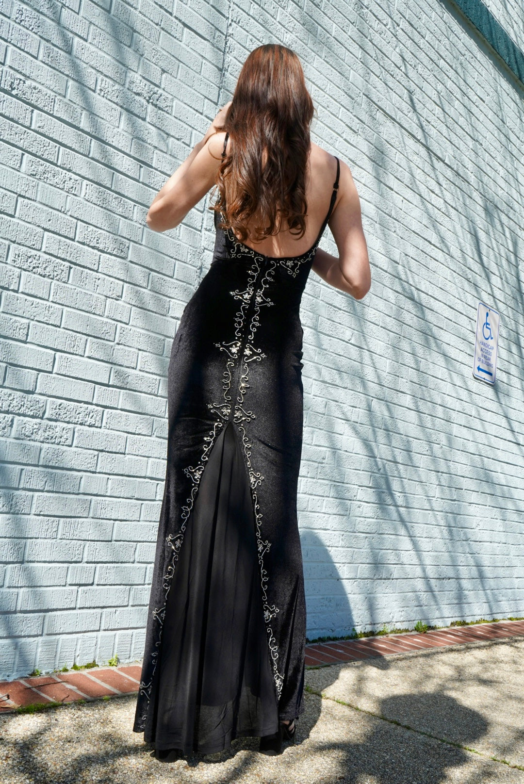 Vintage Inspired Velvet Beaded Detail Gown