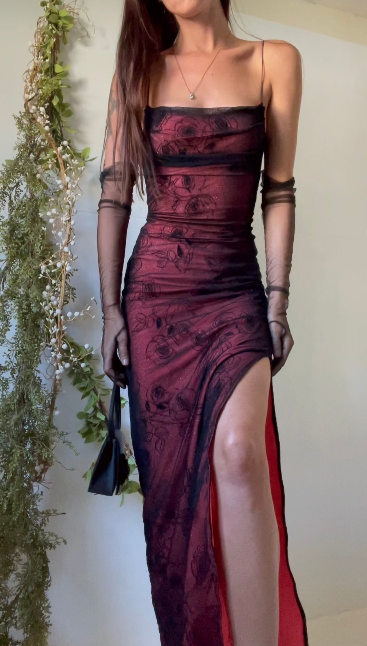Handmade layered rose glitter gown