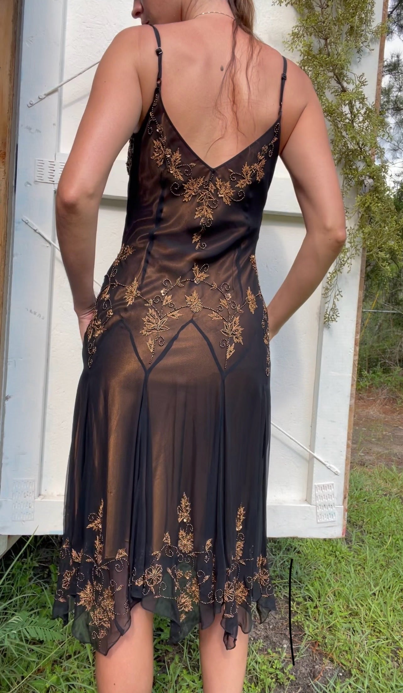 Vintage silk beaded mini dress