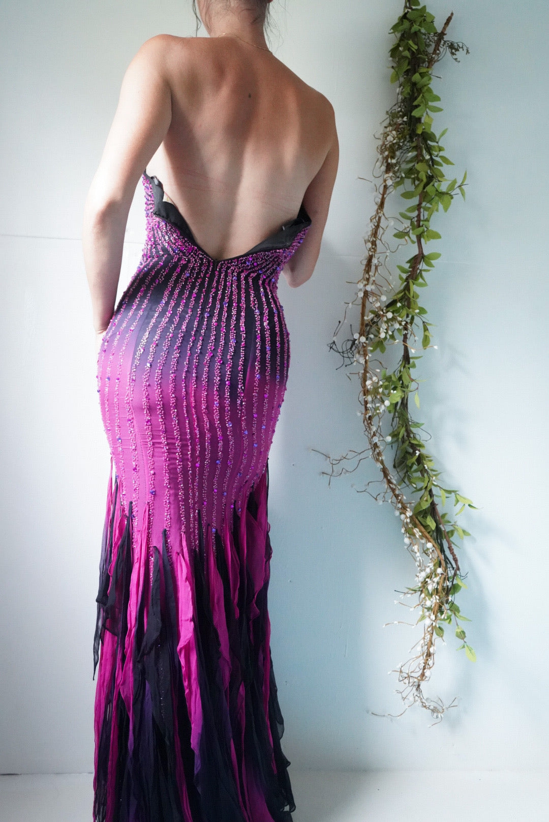 Vintage Ombre Silk Beaded Gown (XS)