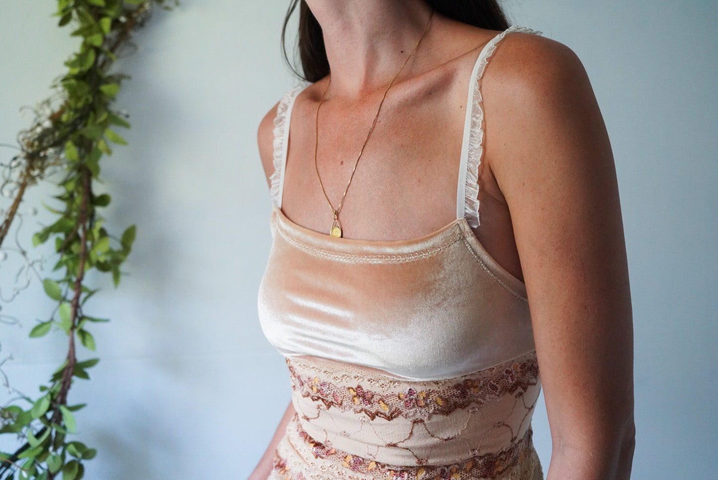 Handmade Velvet and Lace Cami (S/M)