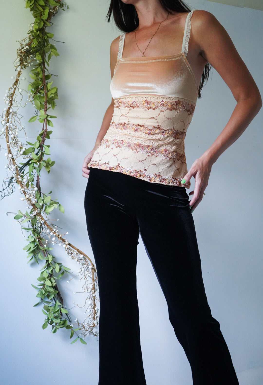 Handmade Velvet and Lace Cami (S/M)