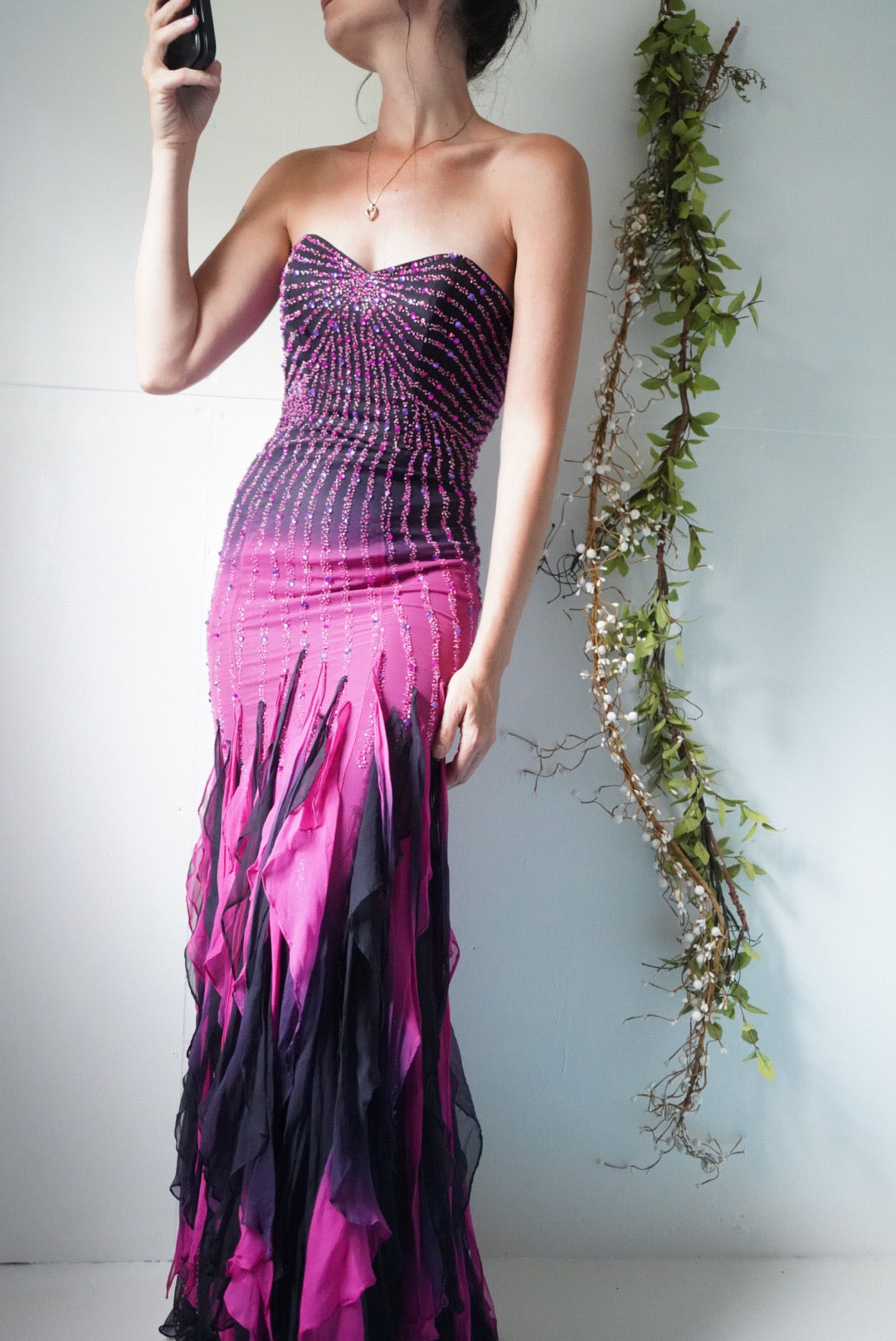 Vintage Ombre Silk Beaded Gown (XS)