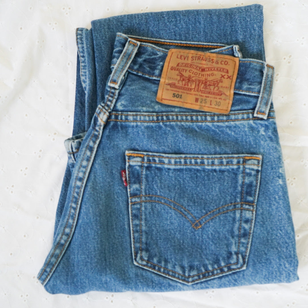 Vintage 90’s Med-Dark Wash Levi’s 501 (23-24”)