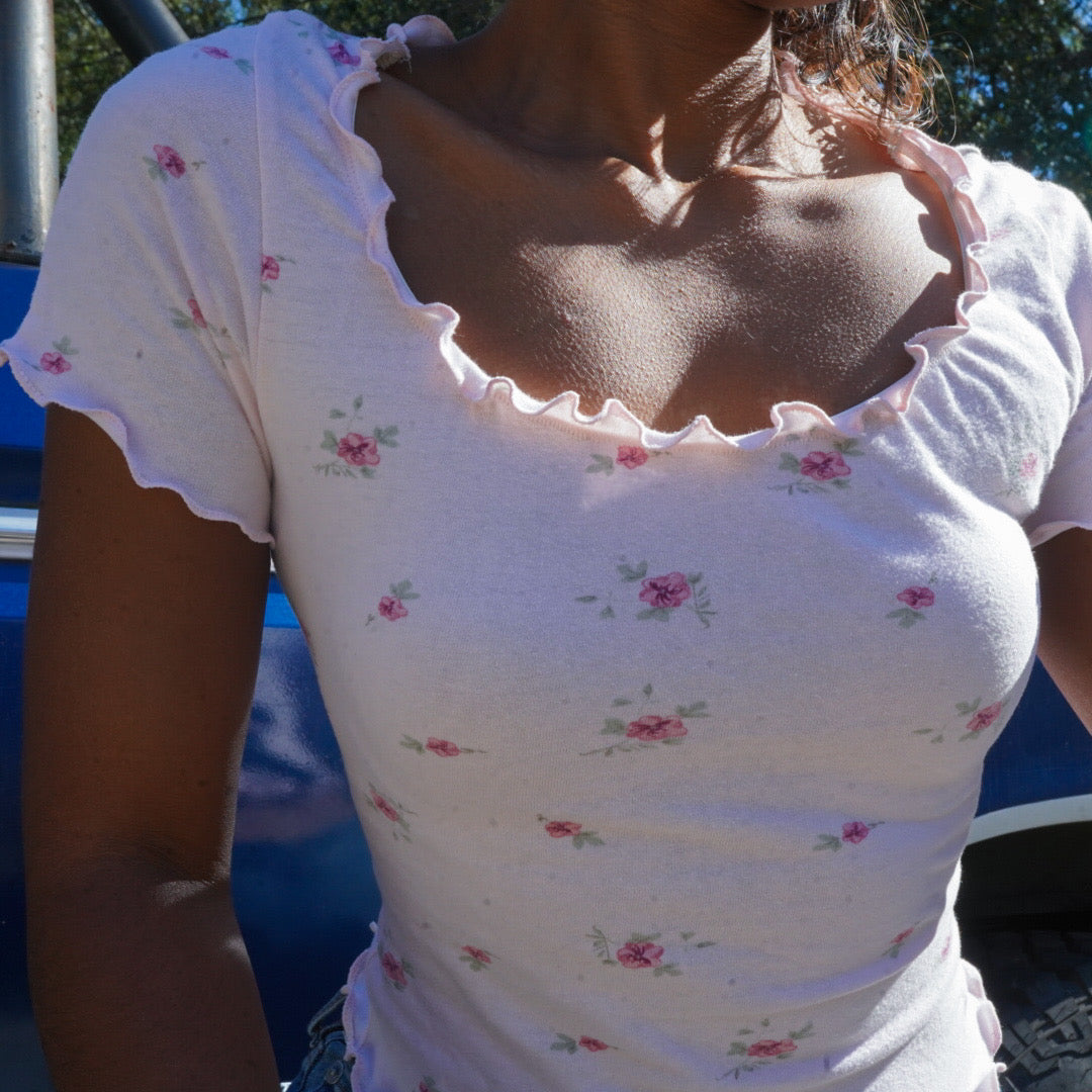 Handmade Lettuce Hem Baby Tee (XS/S)