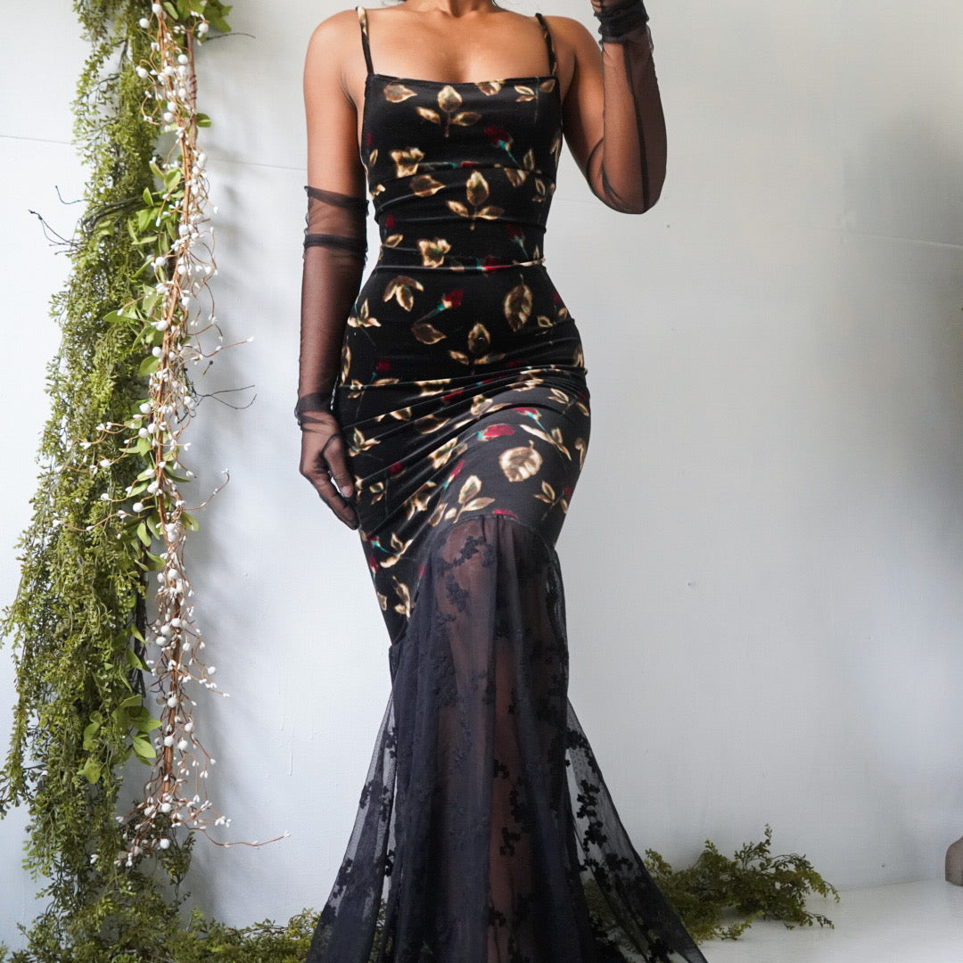 Handmade Rose Velvet Gown (XS)