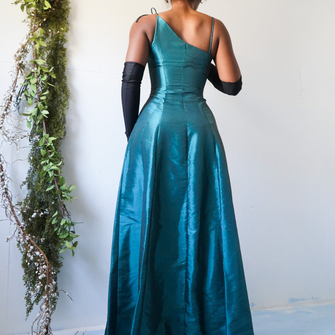 Vintage 90’s Sparkle Deep Teal Gown (XS)