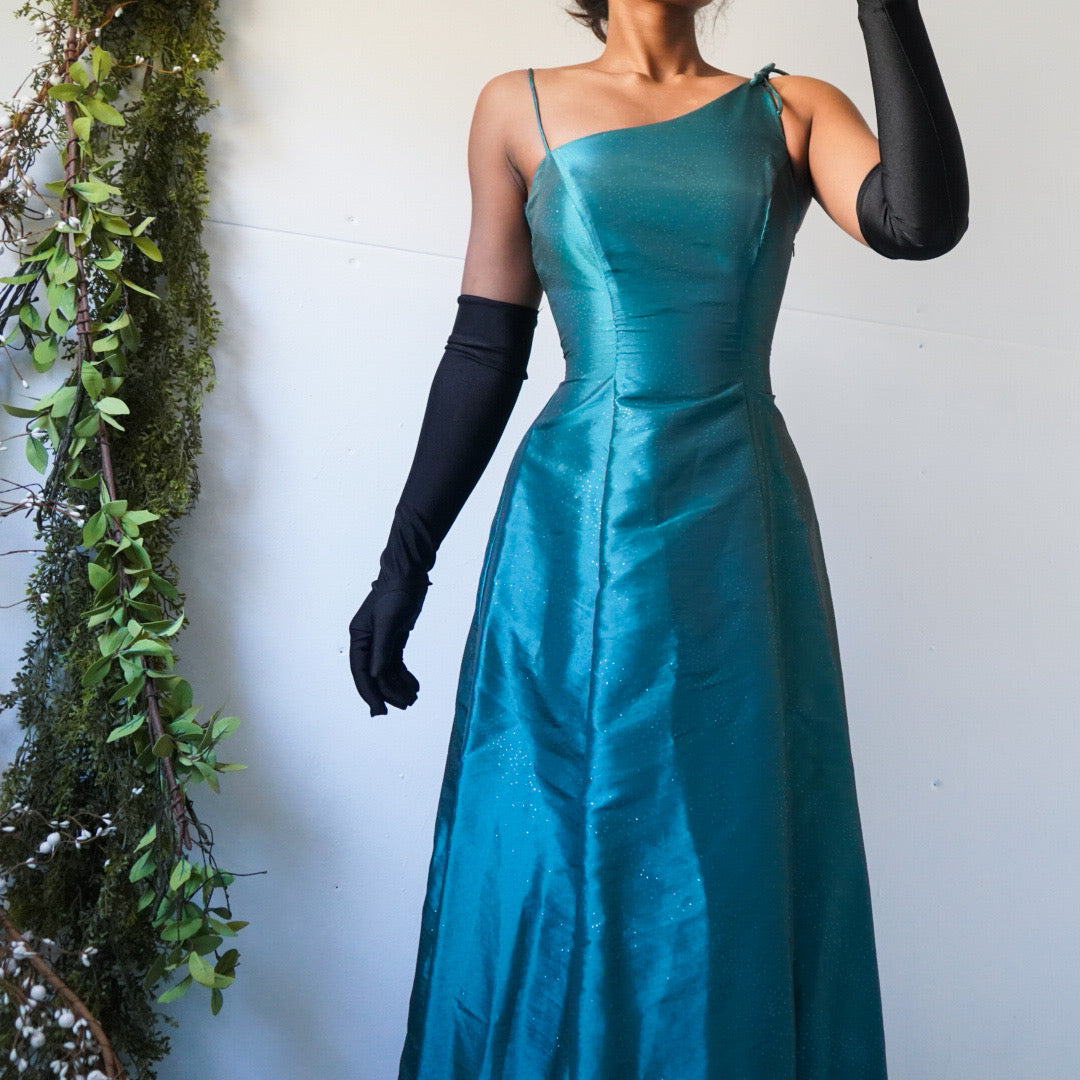 Vintage 90’s Sparkle Deep Teal Gown (XS)