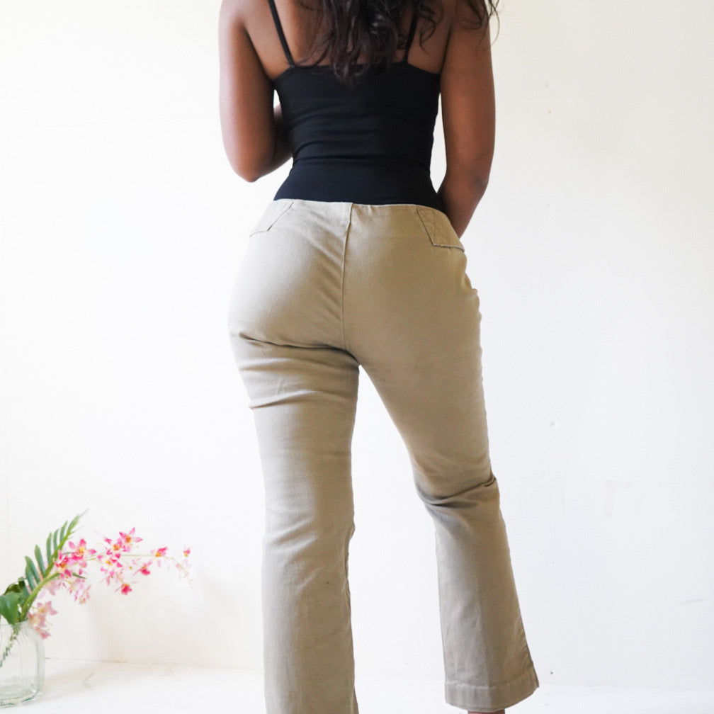 Vintage Y2K O Ring Low Rise Bootcut Cropped Trousers (S)