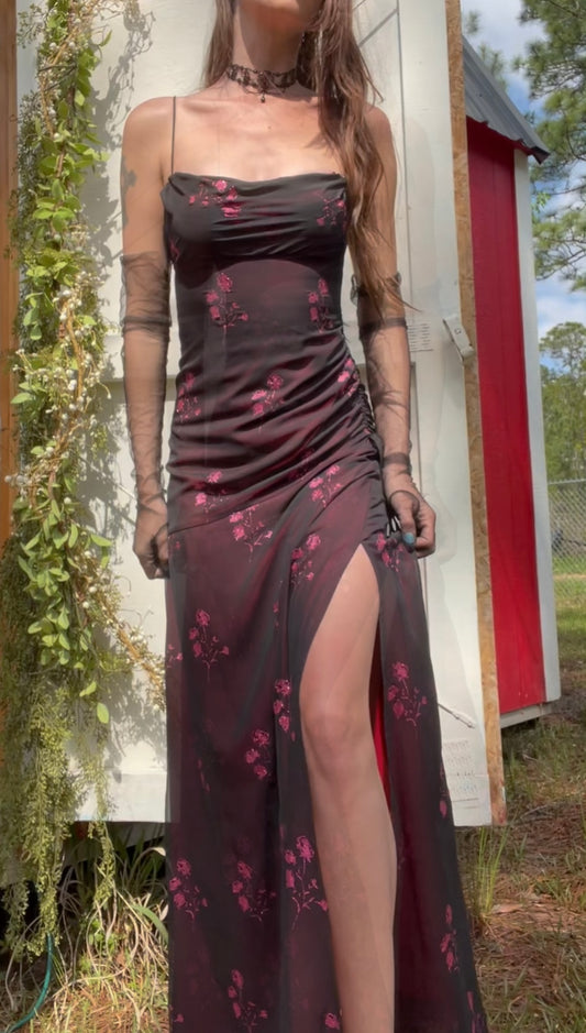 Layered Floral Glitter Gown (Pre-Order)