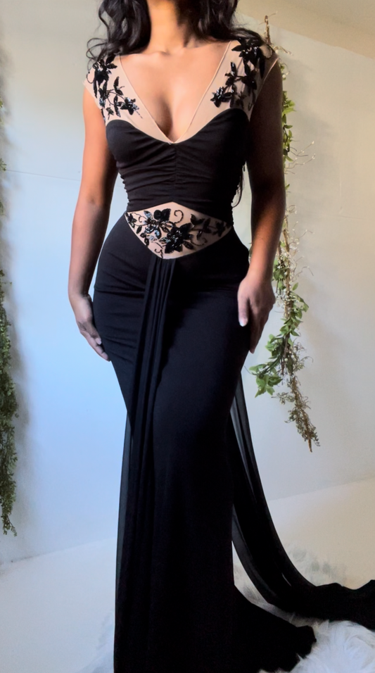 Vintage Y2K Illusion Cutout Gown (S)