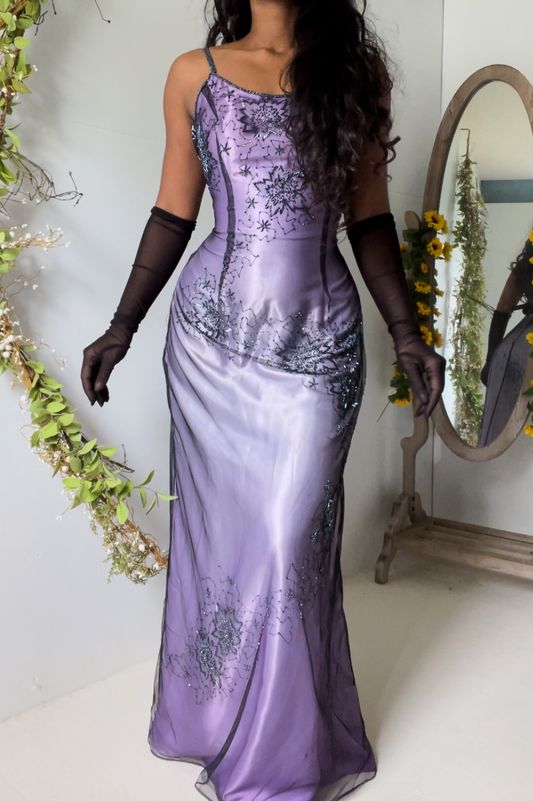 Vintage 90s Ombre Beaded Prom Dress (XS/S)