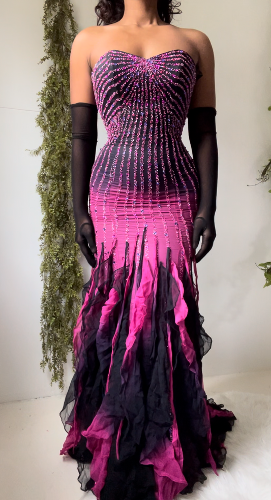 Vintage Ombre Silk Beaded Gown (XS)