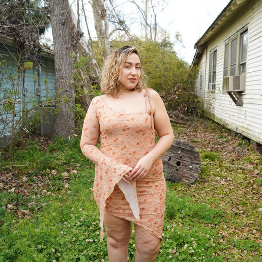 Masha&Jlynn Asymmetric Mesh Dress
