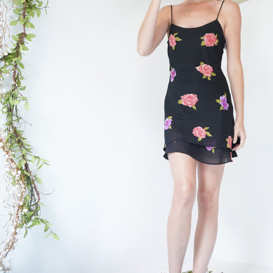 Vintage floral mini dress.