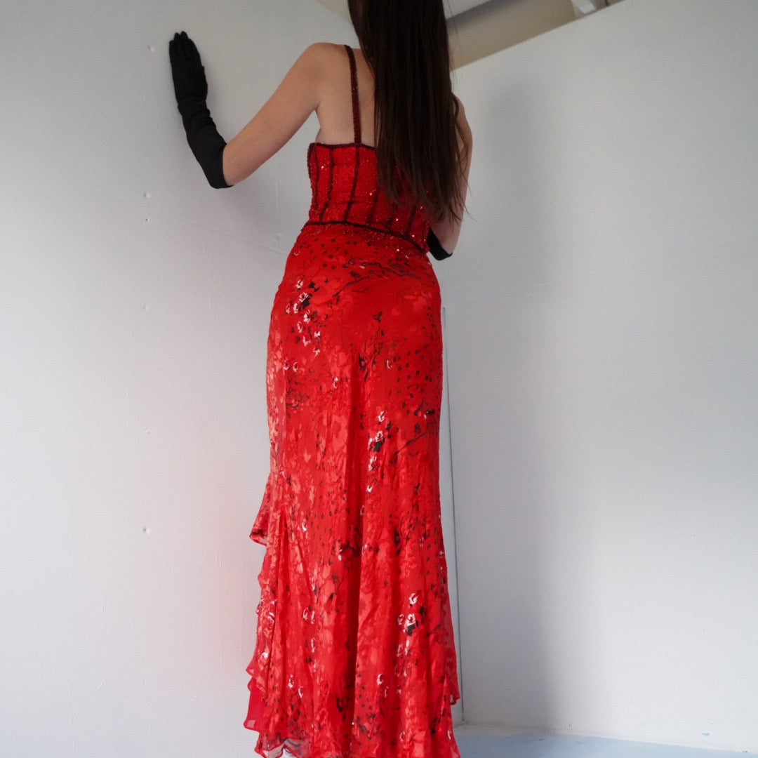 Vintage 90's beaded silk gown