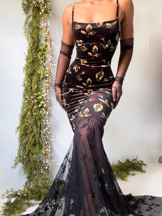 Handmade Rose Velvet Gown (XS)