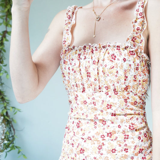 Vintage floral mini dress.